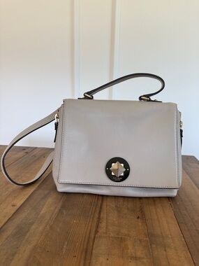 kate spade Cream Leather Shoulder Bag with Gold-Tone Accent